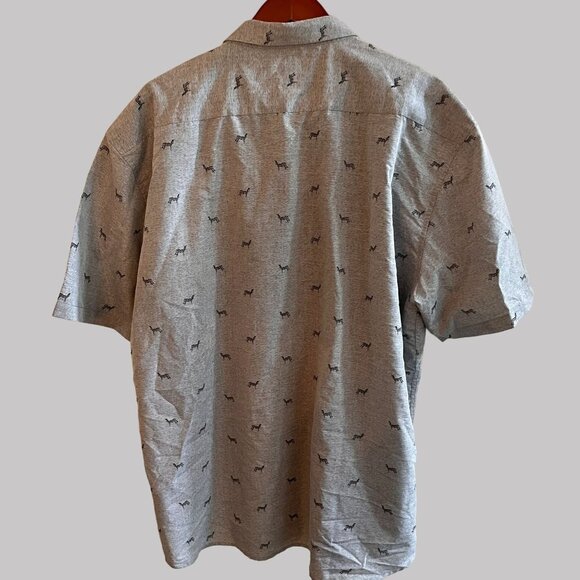 Visive Shirt Mens 3XL Gray Zebra All Over Print Button Down Short Sleeve - Picture 2 of 11